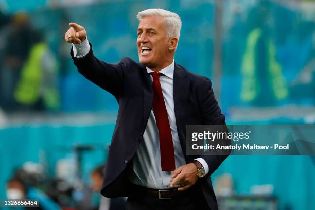 Vladimir Petkovic, Head Coach of Switzerland reacts during the UEFA Euro 2020 Championship Quarter-final match between Switzerland and Spain at Saint...