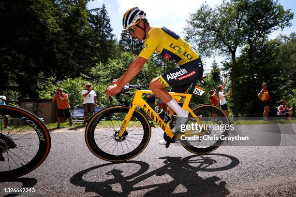 Mathieu Van Der Poel of The Netherlands and Team Alpecin-Fenix yellow leader jersey during the 108th Tour de France 2021, Stage 7 a 249,1km km stage...