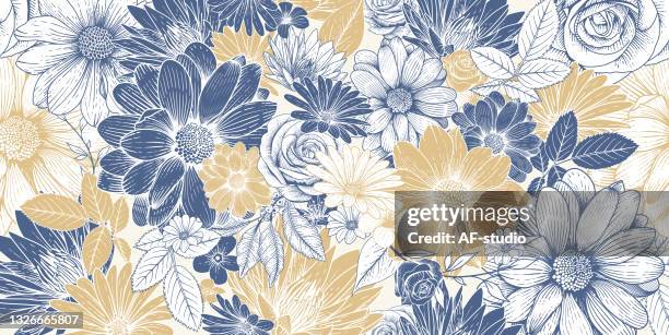 ilustrações de stock, clip art, desenhos animados e ícones de floral pattern background - padrão floral