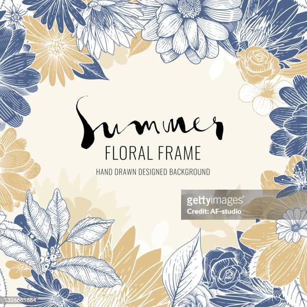 floral frame - lotus flower studio stock illustrations