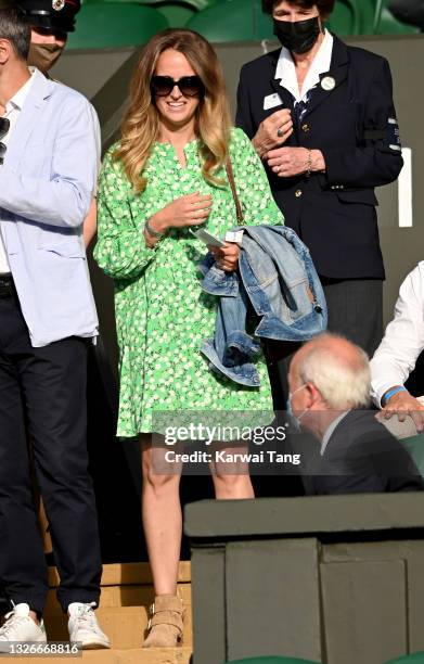 Kim Sears attends the Wimbledon Tennis Championships at the All England Lawn Tennis and Croquet Club on July 02, 2021 in London, England.