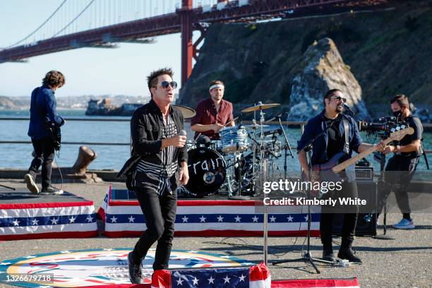 In this image released on July 02; Jerry Becker, Pat Monahan, Matt Musty, and Hector Maldonado of diamond-selling and multi-Grammy Award-winning...