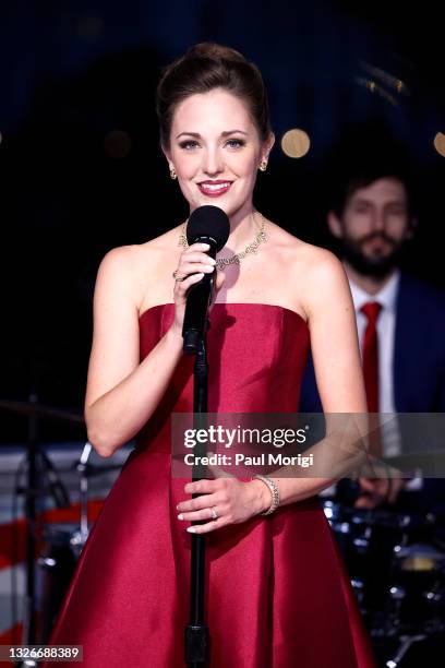 In this image released on July 02; Tony Award-nominated Broadway star Laura Osnes performs from Washington D.C., for A Capitol Fourth which airs on...