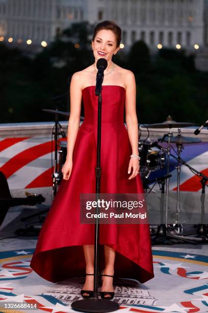 In this image released on July 02; Tony Award-nominated Broadway star Laura Osnes performs from Washington D.C., for A Capitol Fourth which airs on...