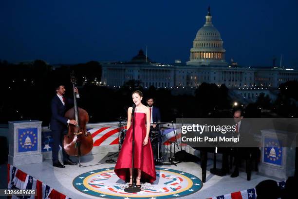 In this image released on July 02; Tony Award-nominated Broadway star Laura Osnes performs from Washington D.C., for A Capitol Fourth which airs on...