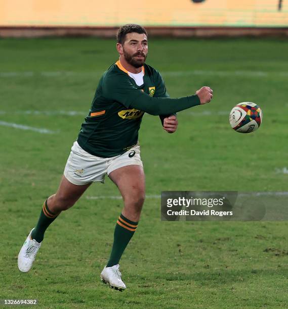 Willie le Roux of South Africa passes the ball during the Rugby Union international match between South Africa and Georgia at Loftus Versfeld Stadium...