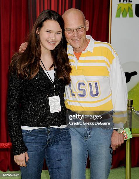 Democratic strategist James Carville and daughter arrive at "The Muppets" Los Angeles Premiere at the El Capitan Theatre on November 12, 2011 in...