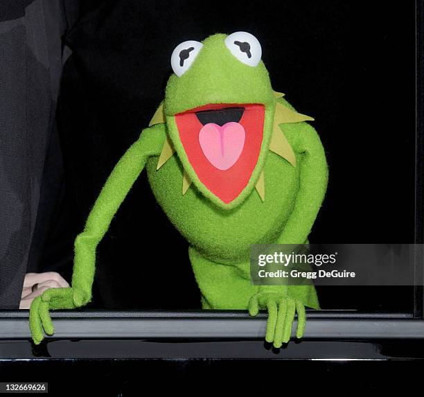 Kermit The Frog arrives at "The Muppets" Los Angeles Premiere at the El Capitan Theatre on November 12, 2011 in Hollywood, California.
