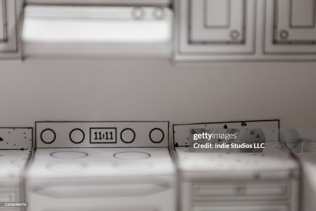 Paper Model of a Suburban Kitchen