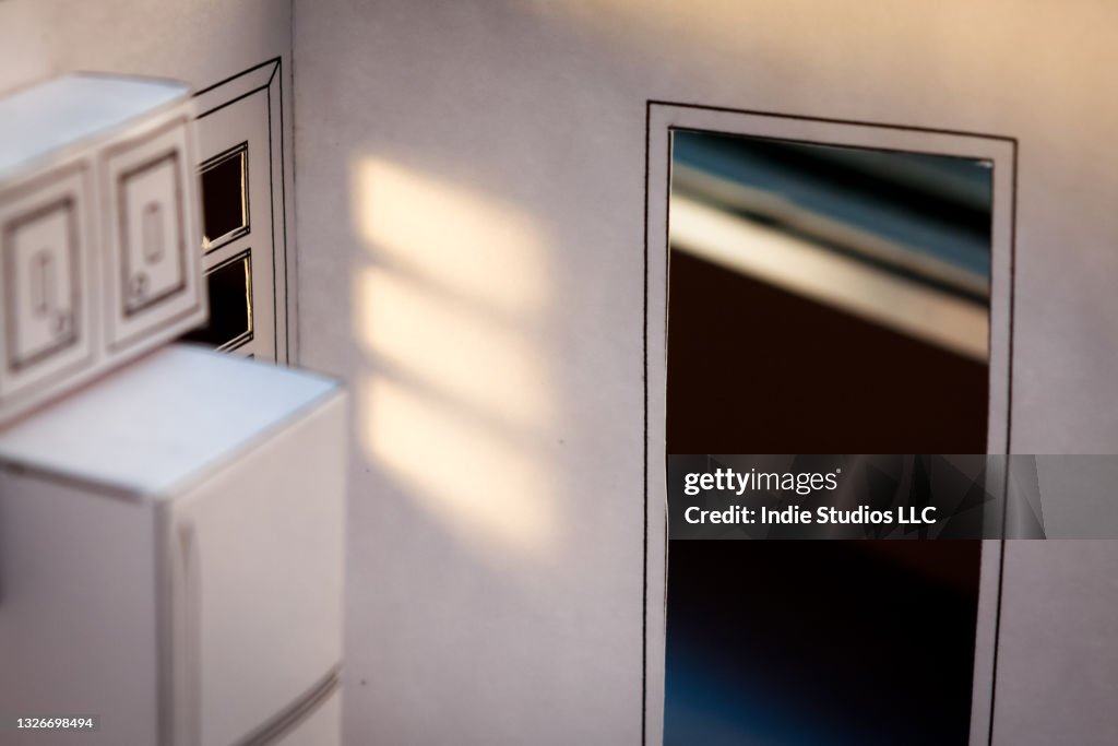 Paper Model of a Suburban Kitchen