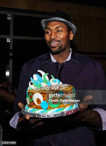 Player Ron Artest aka Metta World Peace of the Los Angeles Lakers celebrates his birthday at the Lavo Nightclub at The Palazzo on November 12, 2011...