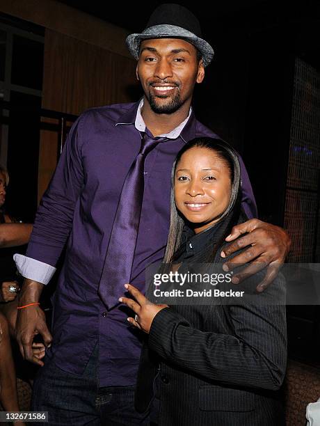 Player Ron Artest aka Metta World Peace of the Los Angeles Lakers and Lesley Commissiong celebrates his birthday at the Lavo Nightclub at The Palazzo...