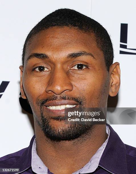 Player Ron Artest aka Metta World Peace of the Los Angeles Lakers arrives to celebrate his birthday at the Lavo Restuarant & Nightclub at The Palazzo...