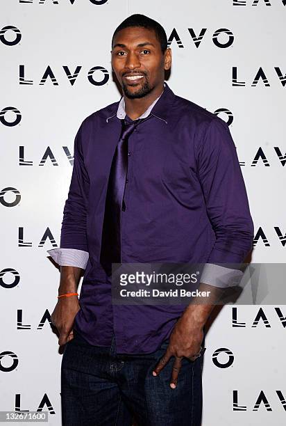 Player Ron Artest aka Metta World Peace of the Los Angeles Lakers arrives to celebrate his birthday at the Lavo Restuarant & Nightclub at The Palazzo...
