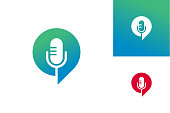 Podcast Chat Logo Template Design Vector, Emblem, Design Concept, Creative Symbol, Icon