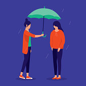 Woman Caring For Her Friend Who Is Feeling Under The Weather. Friendships And Support Concept. Vector Illustration.