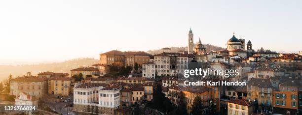 a sunset view of bergamo, italy - stock photo - bergamo stock pictures, royalty-free photos & images