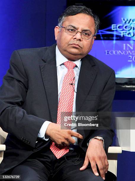 Natarajan Chandrasekaran, chief executive officer of Tata Consultancy Services Ltd., attends the World Economic Forum India Economic Summit 2011 in...