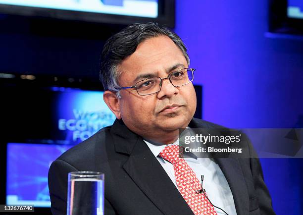 Natarajan Chandrasekaran, chief executive officer of Tata Consultancy Services Ltd., attends the World Economic Forum India Economic Summit 2011 in...
