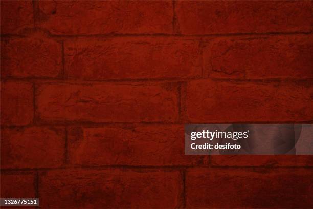 horizontal vibrant bright dark red or maroon colored brick pattern uneven wall textured grunge vector backgrounds - brick red stock illustrations