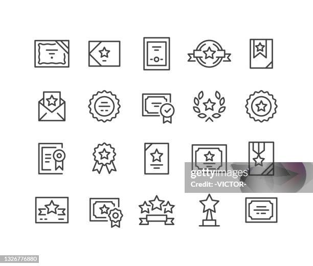 zertifikatssymbole - classic line series - auszubildender stock-grafiken, -clipart, -cartoons und -symbole