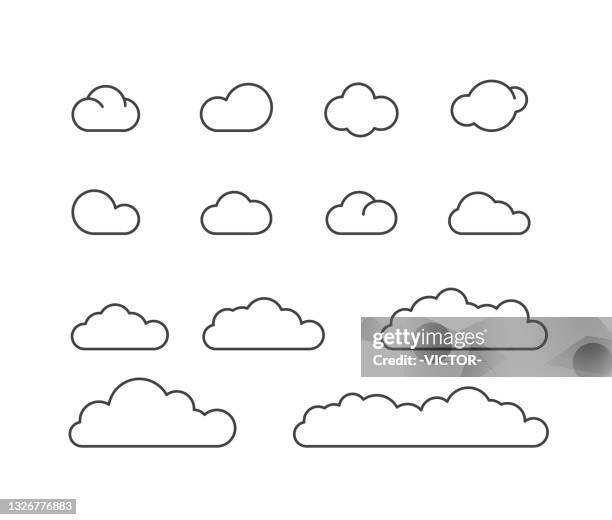 clouds icons - classic line series - cloud transparent stock illustrations