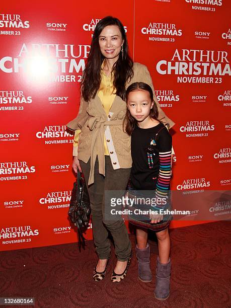 Wendy Murdoch and daughter Chloe Murdoch attend the "Arthur Christmas" premiere at the Clearview Chelsea Cinemas on November 13, 2011 in New York...