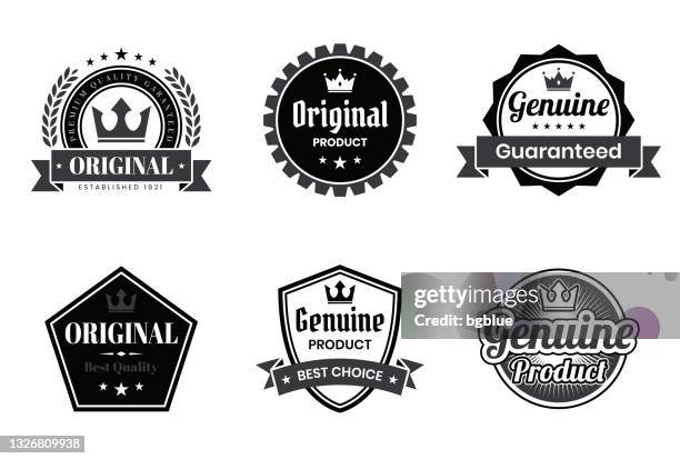 set of "original" black badges and labels - design elements - authenticity stock illustrations