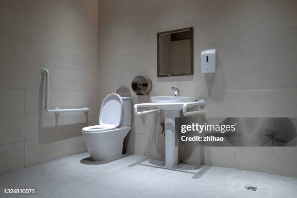 public toilets for persons with reduced mobility - bathroom no people stock pictures, royalty-free photos & images