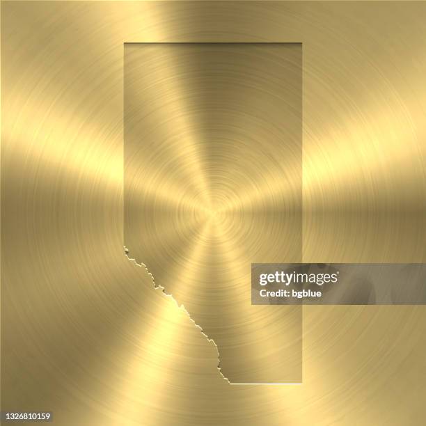 alberta map on gold background - circular brushed metal texture - edmonton stock illustrations