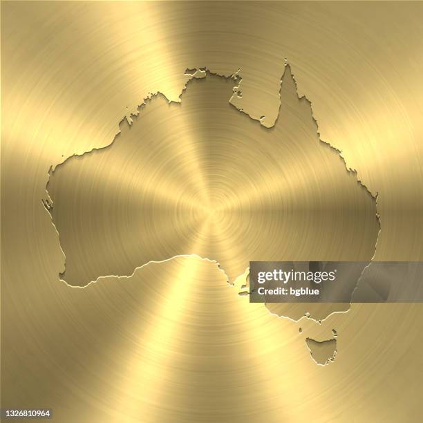 Australia Map On Gold Background Circular Brushed Metal Texture High ...