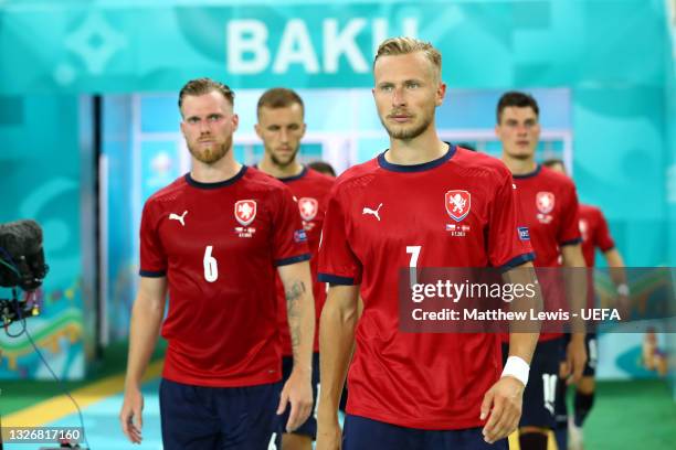 Antonin Barak of Czech Republic takes to the field for the second half during the UEFA Euro 2020 Championship Quarter-final match between Czech...