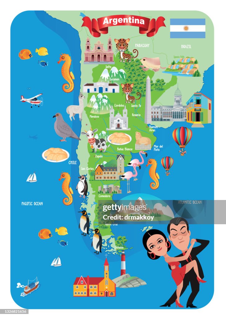 Cartoon Map of Argentina