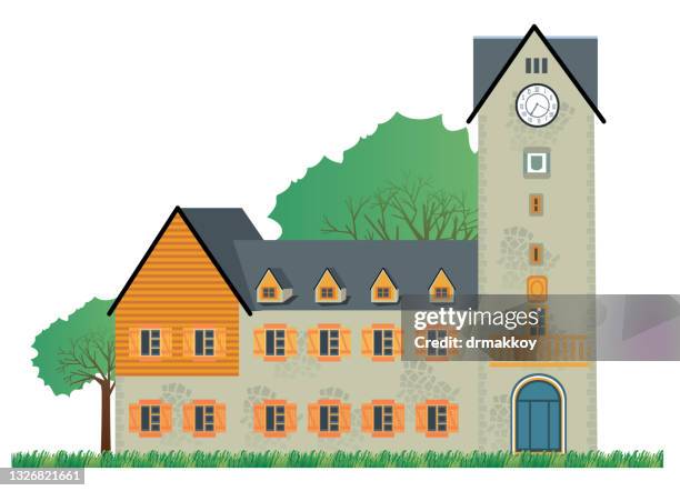 bariloche city, civic center - bariloche stock illustrations