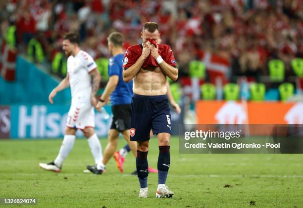 Vladimir Coufal of Czech Republic looks dejected after the UEFA Euro 2020 Championship Quarter-final match between Czech Republic and Denmark at Baku...