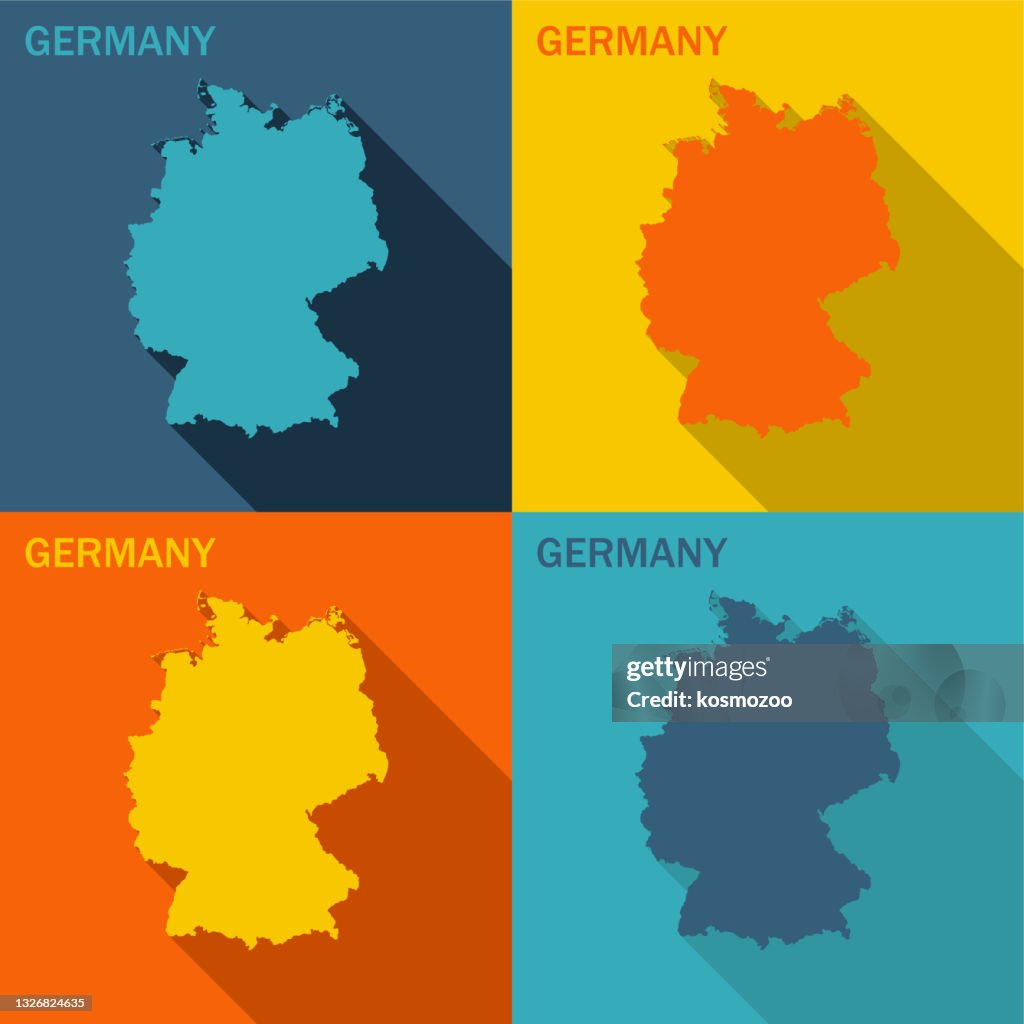 Germany Solid Color Map Germany Flat Map Available In Four Colors High-Res Vector Graphic ...