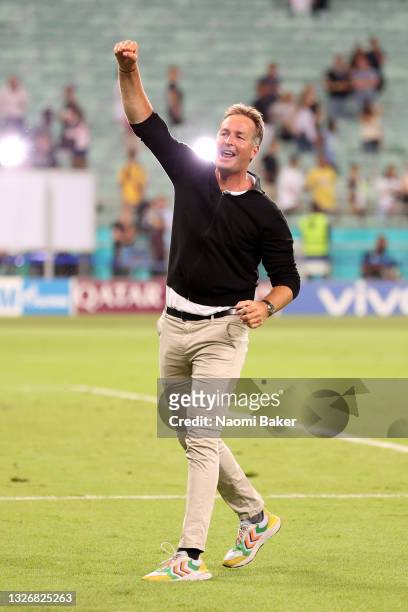 Kasper Hjulmand, Head Coach of Denmark celebrates their side's victory after the UEFA Euro 2020 Championship Quarter-final match between Czech...