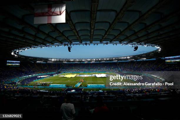 General view inside the stadium prior to the UEFA Euro 2020 Championship Quarter-final match between Ukraine and England at Olimpico Stadium on July...