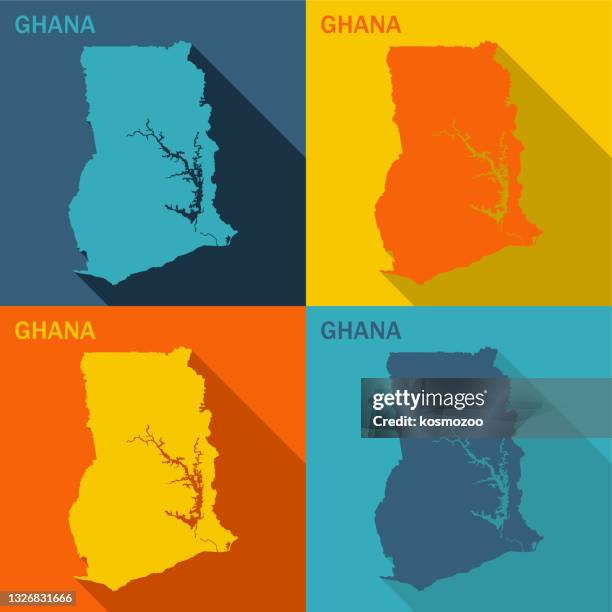 ghana flat map available in four colors - ghana stock illustrations