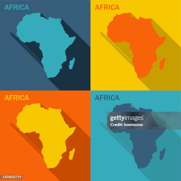 africa flat map available in four colors - isometric world map stock illustrations