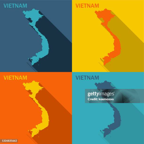 ilustrações de stock, clip art, desenhos animados e ícones de vietnam flat map available in four colors - vietnam