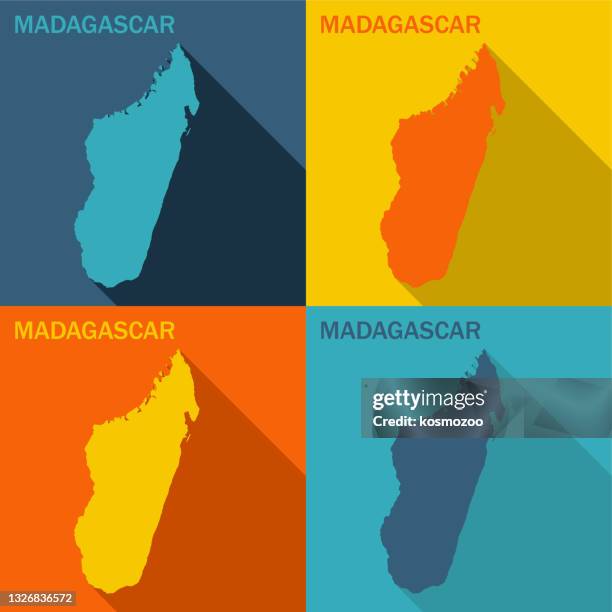 madagascar flat map available in four colors - madagascar stock illustrations