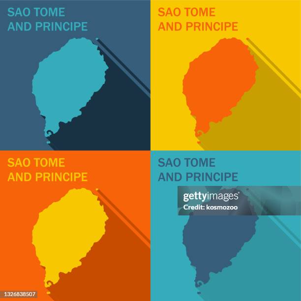 são tomé and príncipe flat map available in four colors - isometric map pointer stock illustrations