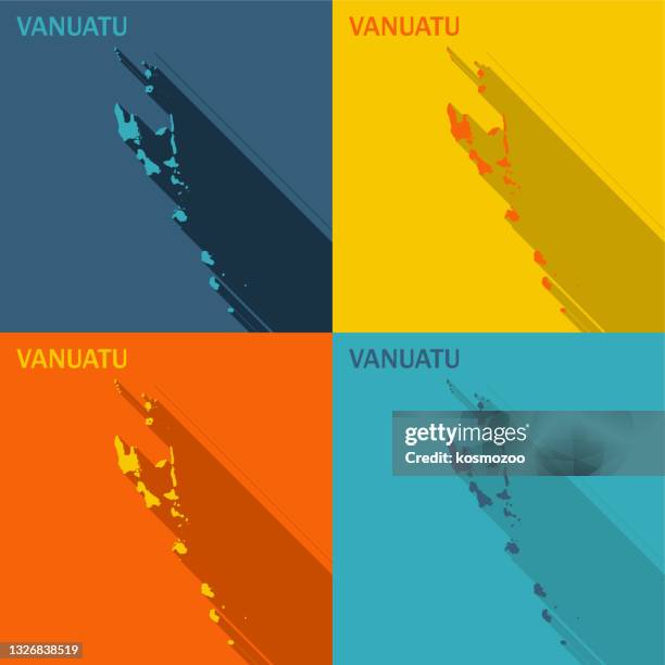vanuatu flat map available in four colors - vanuatu stock illustrations