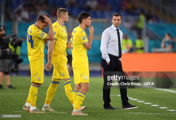 Andriy Shevchenko , Head Coach of Ukraine looks on during the UEFA Euro 2020 Championship Quarter-final match between Ukraine and England at Olimpico...