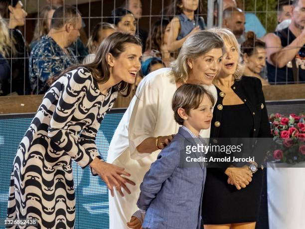 Princess Caroline of Hanover, Charlotte Casiraghi and son Raphael Elmaleh attend the Grand Prix du Prince during the 15th international Monte-Carlo...