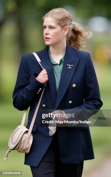 Lady Louise Windsor attends day 3 of the Royal Windsor Horse Show in Home Park, Windsor Castle on July 3, 2021 in Windsor, England.
