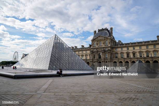 General view of the Louvre pyramid, during the "How Did I Become A Super Hero" Premiere At "Cinema Paradiso Louvre" Festival At Cour Carre Du...