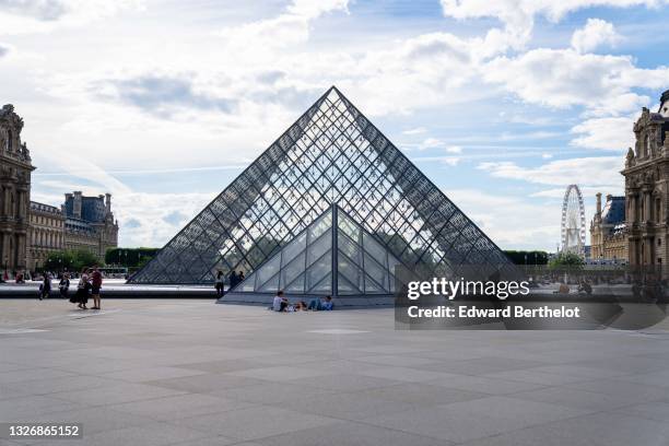 General view of the Louvre pyramid, during the "How Did I Become A Super Hero" Premiere At "Cinema Paradiso Louvre" Festival At Cour Carre Du...