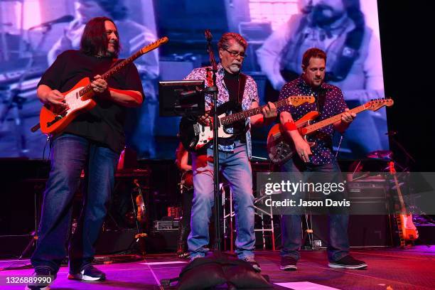 Randy Owen and Teddy Gentry of Alabama perform on stage during the Alabama 50th Anniversary Tour Opening Weekend at Bridgestone Arena on July 03,...